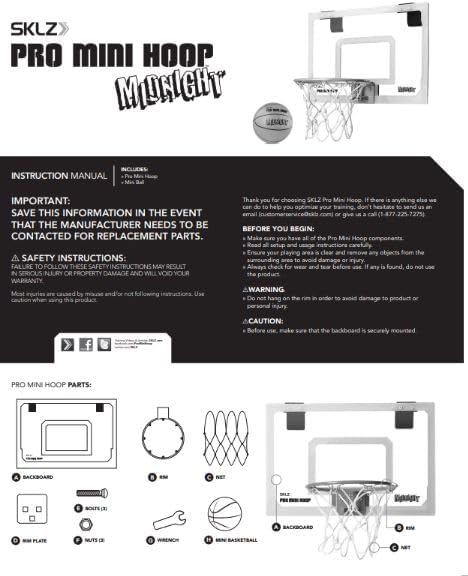 SKLZ Pro Mini Indoor Basketball Hoop - Over The Door – Portable - Great For Home, Dorms, Offices, and Gifts