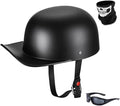 Vintage Open Face Motorcycle Helmet Retro Baseball Cap Half Helmets Men Women for Cruiser Street Scooter Moped Cap Jet with Mask Glasses - DOT Certified