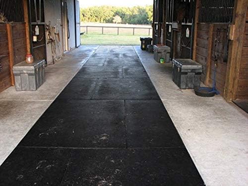 American Floor Mats - Heavy Duty Stall Tiles - Stable/Horse Tiles - Thick, Durable Rubber Flooring Solid Black 8' x 10' Set 3/4" Thick (20 Tiles Total)