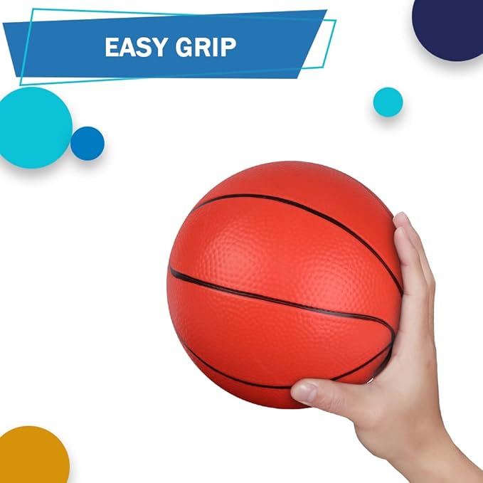 Dilabnba 6'' Mini Replacement Basketballs for Indoor Basketball Hoop, Kids Adults Red Soft Rubber Ball for Coutyard Pool Beach Over Door Basketball Hoop, 6PCS Toddler Child Small Balls with Air Pump