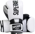 Superare Supergel Pro Boxing Gloves with Strap Closure Hook and Loop for Boxing, Sparring, Training, Kickboxing, and Bag Work, Sleek MMA Gloves, Black and White Design
