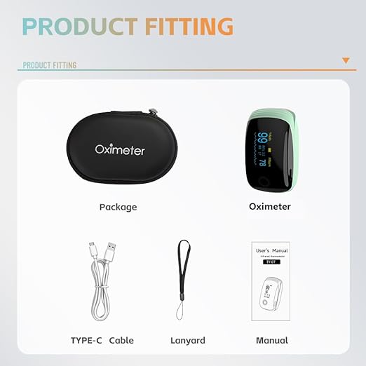 Rechargeable Pulse Oximeter Fingertip Oxygen Monitor Fingertip with SpO2 Pulse Rate and PI RR OLED Precision Fast Oximeter SpO2 Reading Outdoor Sports Home (Green)