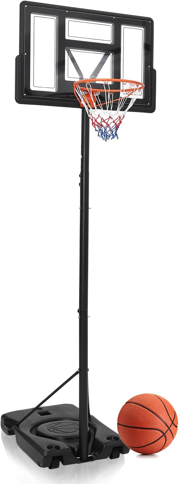 Basketball Hoop Outdoor 10FT Height Adjustable, Portable Basketball Goals & Hoops with PC Backboard and Large Water/Sand Base, Indoor Outdoor Basketball Hoop for Kids Youth Adults Backyard Driveway
