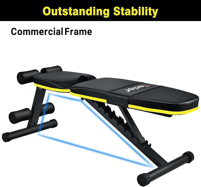 Adjustable Weight Bench, Foldable Workout Benches for Home Gym, 10 Backrest Position Exercise Bench for Strength Training, Upgraded Thickened Steel Support Max Capacity 700LBs