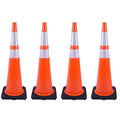 4 Pack 36" Orange Traffic Safety Cones with Weighted Black Base – Durable High-Visibility PVC Cones for Driveways, Work Zones, Parking Lots & Event Control (Orange, 36 inch -4 Pack)