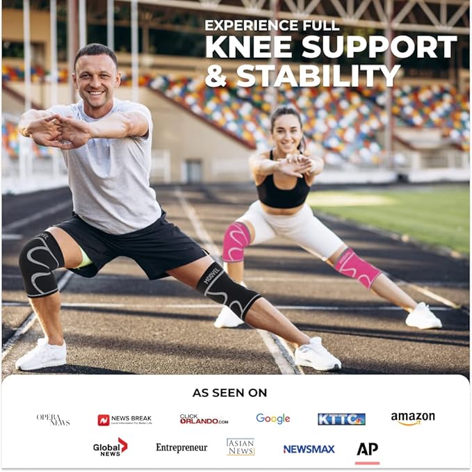 Modvel 2 Pack Knee Brace for Women & Men - Workout Knees Compression Sleeve for Knee Pain Relief Joint Support for ACL, Arthritis, Meniscus Tear Knees Brace for Sports, Rodilleras para Gym Fitness