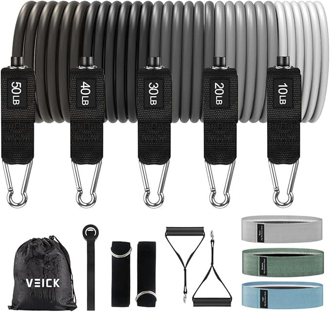 VEICK Resistance Bands, Exercise Bands, Workout Bands, Resistance Bands for Working Out with Handles for Men and Women, Exercising Bands for Fitness Weights Work Out at Home