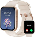 RUIMEN Smart Watches for Women Men (Answer/Make Calls) Compatible with iPhone/Android Phones, 1.85" HD Screen Fitness Tracker Heart Rate Monitor 100+ Sports Tracker Watch Waterproof (Milky White)
