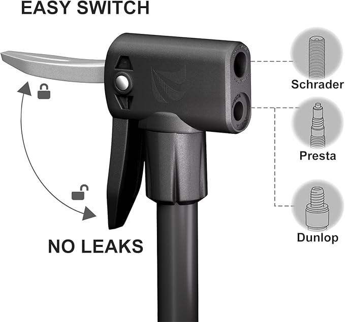 VIMILOLO Bicycle Pump, Bike Floor Pump with Gauge Inflator for Presta and Schrader Valve Portable Tire Pumps for Ball Bike Pumps