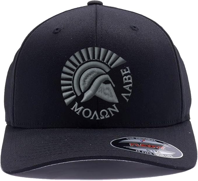 Spartan Warrior Helmet Molon Labe - Come and Take It Custom Embroidered Flex Fitted Baseball Hat