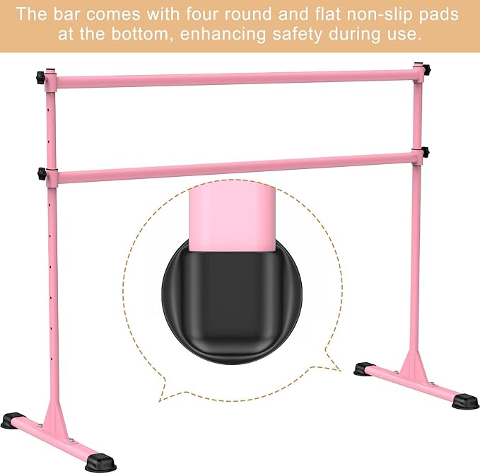 Height Adjustable Ballet Barre, Heavy Duty Freestanding Dance Bar, Anti-Slip Sturdy for Kids & Adults, Ideal for Home, Ballet, Fitness, Yoga