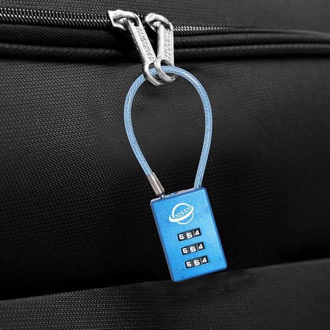 3 Digit Cable Combination Lock 20 inches Cable for School Gym Locker,Filing Cabinets,Helmet,Toolbox,Luggage Suitcase,knapsack,Blue 2Pack