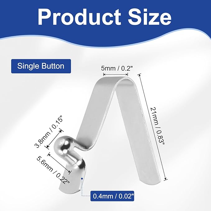 HARFINGTON Single Button Kayak Paddle Snap Spring Clip Spring Steel V-Shaped Hollow Lift Telescopic Locking Tube Pole Clips for Tent Camping