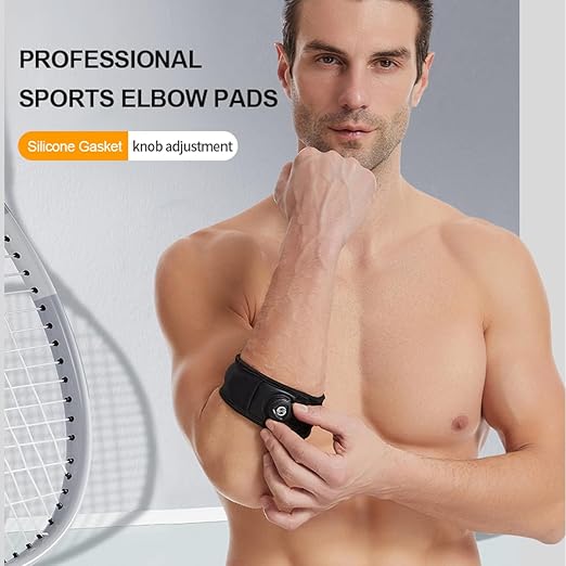 Tennis Elbow Brace for Men & Women, Elbow Support Strap for Golfers, Basketball, Baseball, Badminton, Weightlifting - Tendonitis, Arthritis, Pain Relief, with Knob style Automatic Buckle