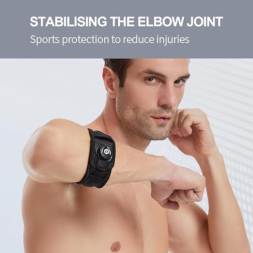 Tennis Elbow Brace for Men & Women, 2 Pack Elbow Support Strap for Golfers, Basketball, Baseball, Badminton, Weightlifting - Tendonitis, Arthritis, Pain Relief, with Knob style Automatic Buckle