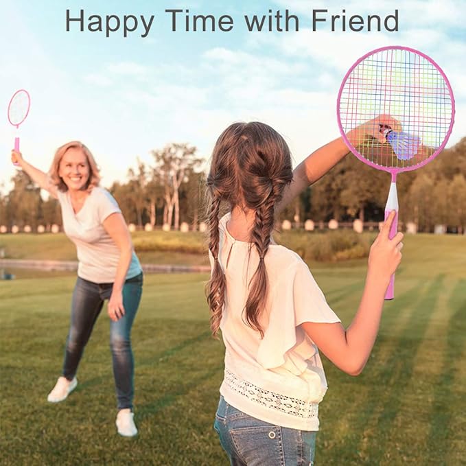 Badminton Rackets for Children,12 in 1 Shuttlecocks Racquet Sports Set w/Lightweight Carrying Bag for Kids Professionals Beginner Players Indoor Outdoor Sport Game