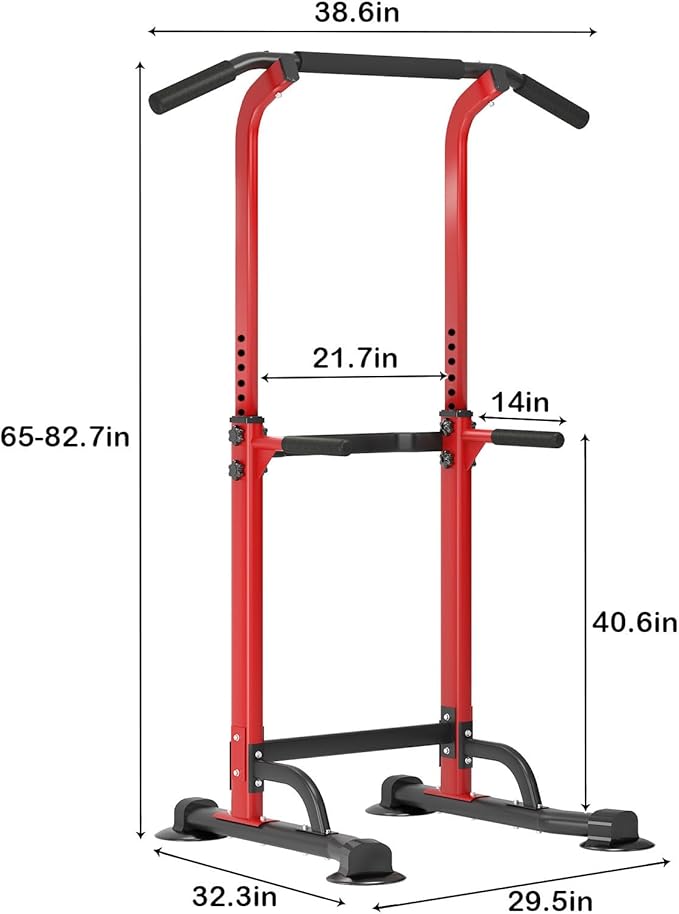 SogesPower Power Tower Dip Station Pull Up Bar for Home Gym Adjustable Height Strength Training Workout Equipment,Pull Up Bar Station