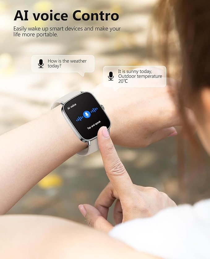2025 Smart Watches for Women Men, 1.85" AI Voice Smartwatch, 24/7 Heart Rate Monitor, Stress/SpO2/Sleep Tracker, IP68 Waterproof, Weather, 100+ Sports Fitness Tracker for Android iOS Khaki