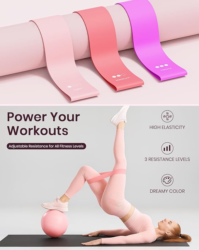 Pilates Ring Set for Women, Home Workout Pilates Equipment with Resistance Bands, 14'' Magic Circle, Mini Ball, Pilates Starter Kit for Strength, Toning and Flexibility, Workout Guide Included