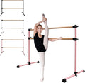 4FT/6FT Freestanding Ballet Barre Wood/Steel Height Adjustable from 7 to 46 inch Ballet Bar Portable Double Dance Bar for Home Workout and Stretch