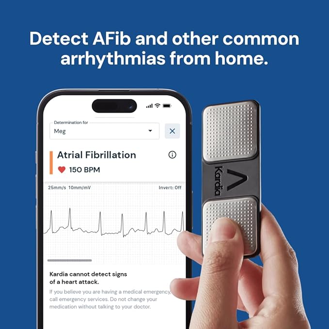 KardiaMobile 1-Lead Personal EKG Monitor – Record at Home – Detects AFib & Irregular Arrhythmias – Easy Results in 30 Seconds – Works w/Most Smartphones