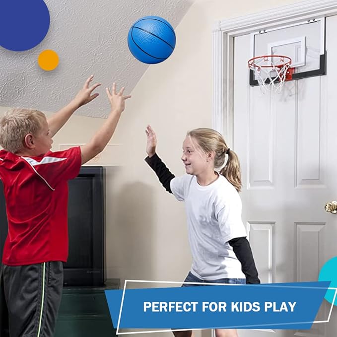 Dilabnba 6 inches Mini Basketball Toy Set for Kids (Deflated/Pump Included) Over The Door Mini Hoop Basketball Replacements for Kids Teenagers for Pool, Indoors, Outdoors (Blue)