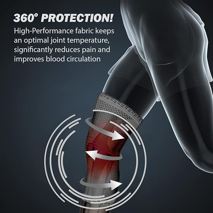 POWERLIX Knee Compression Sleeve - Best Knee Brace for Knee Pain for Men & Women – Knee Support for Running, Basketball, Volleyball, Weightlifting, Gym, Workout, Sports - (Gray M)