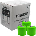 Shield Athletic Underwrap | Bulk Case of 48 Rolls of PreWrap, Hair Tie, Headband, Patellar Support, Pre-Wrap Athletic Tape, 2.75" X 30 SYards, Foam Barrier, Flexible, Breathable (Lime Green)