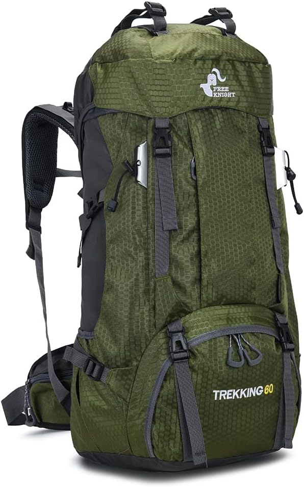 Bseash 60L Waterproof Hiking Camping Backpack with Rain Cover, Large Outdoor Sport Travel Daypack Rucksack for Climbing