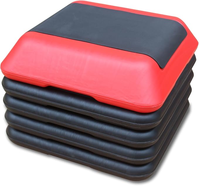 16" x 16" Adjustable Aerobic Step Platform with 4 Risers, Workout Stepper Platform for Home Gym Fitness Exercise