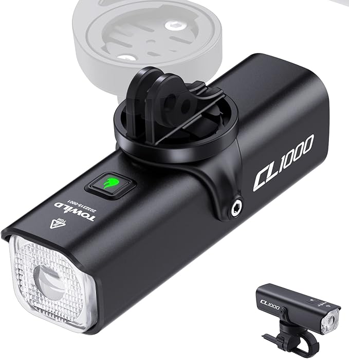 TOWILD Bike Lights for Night Riding,Compatible with Garmin/GoPro Mount,600 Lumen Bike Headlight,2000mAh Rechargeable Battery,Waterproof Bike Front Light for Commuter Cyclists-Fits All Bikes