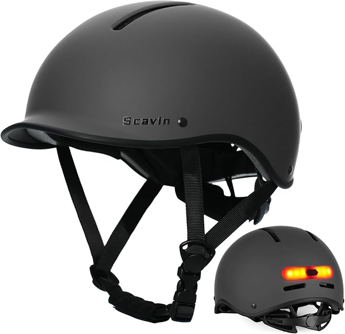 Bike Helmet for Adult: Bicyle Helmet with EPS Foam Interior for Men & Women, Adjustable Cycling Helmet with LED Light Safety Certified for Commuting