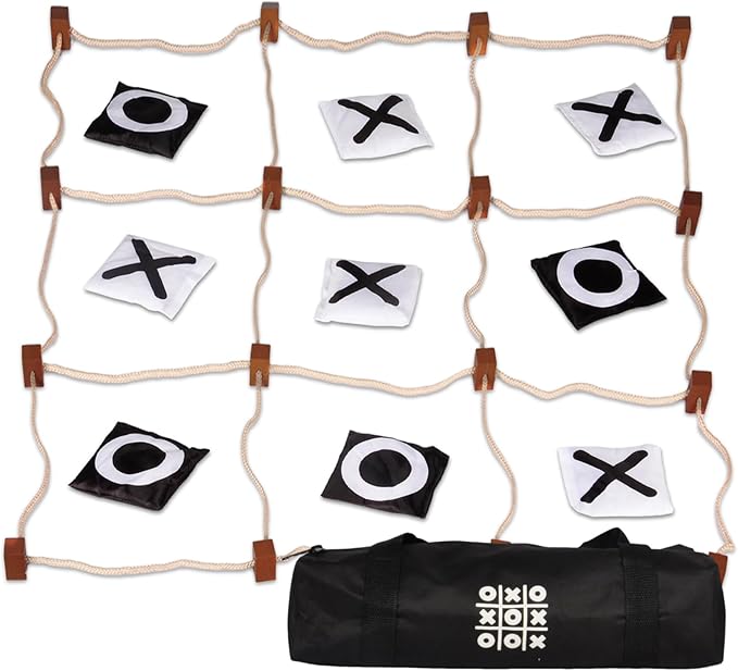 Giant Tic Tac Toe Outdoor Games, Bean Bag Toss for Kids and Adults, 4Ft x 4Ft, Large Backyard Family Game, No Assembly, Indoor Outdoor Play, Portable Giant Lawn Games, Instant Setup