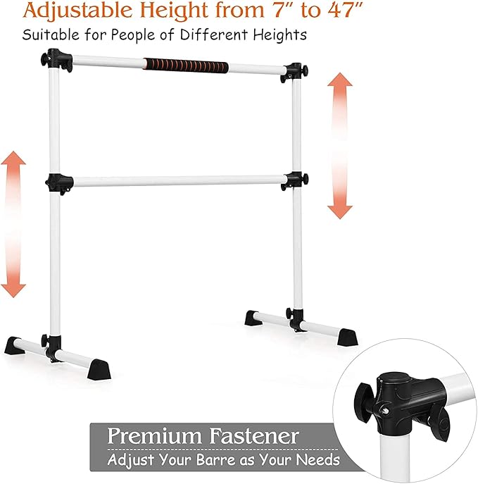 GOFLAME Ballet Barre Portable Double, 4FT Freestanding Ballet Barre Adjustable, Heavy Duty Dancing Stretching Ballet Bar for Home, Dance Barre, Fitness Ballet Bar