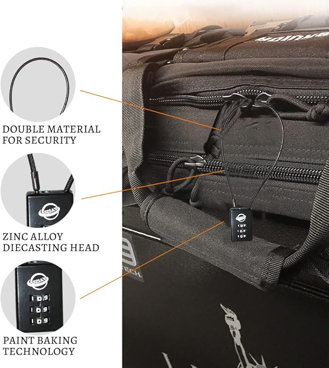 3 Digit Cable Combination Lock 16 inches Cable for School Gym Locker,Filing Cabinets,Helmet,Toolbox,Luggage Suitcase,knapsack,Black 2Pack