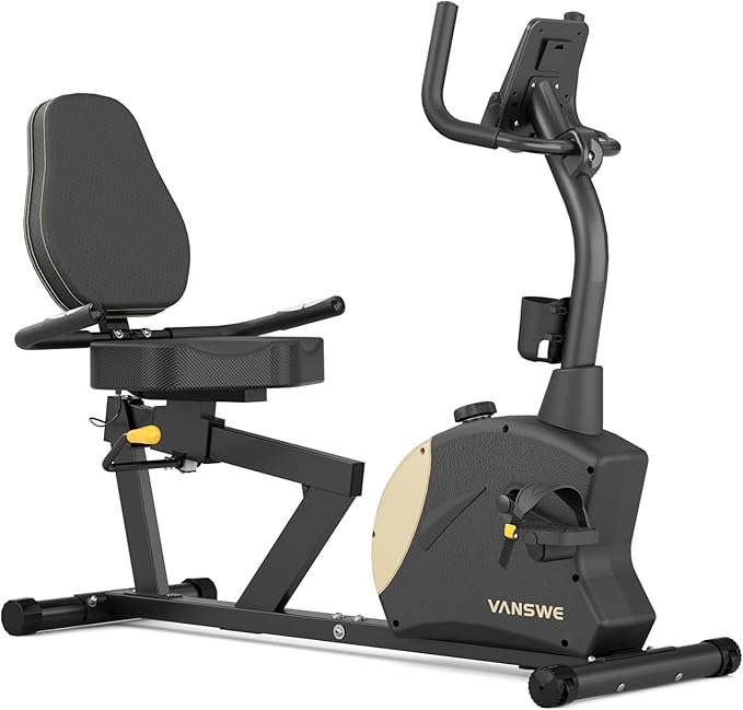 VANSWE Recumbent Exercise Bike, Recumbent Stationary Bikes for Home 400 LBS Weight Capacity, Exercise Bike for Home Seniors with Smart App and Bluetooth Connectivity, LED Display, Pulse Handle