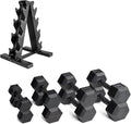 CAP Barbell Rubber Coated Dumbbell Weight Set with Vertical Rack | 100 lb, 150 lb, and 210 lb Options