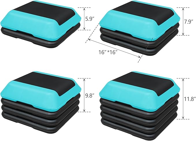 Exercise Aerobic Step Platform,Adjustable Height Fitness Stepper Stackable Risers, Aerobics Stepper Workout Stepper for Gym Home Cardio Strength & Training