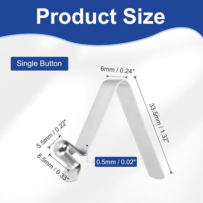 HARFINGTON Single Button Kayak Paddle Snap Spring Clip Spring Steel V-Shaped Hollow Lift Telescopic Locking Tube Pole Clips for Tent Camping