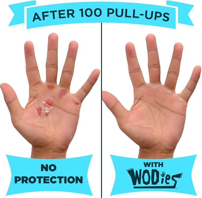 JerkFit WODies Gymnastics & Weightlifting Grips with Wrist Wraps – 3 Hole Versatile Gym Gloves for Pull Ups, Gym Training & Cross Training – Hand Grips Palm Protector for Men & Women
