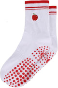 EUDOLAH Cute Yoga Socks for Women Pilates Barre Breathable Non-Slip Crew Grip Sock With Stripes Anti-friction Athletic Socks