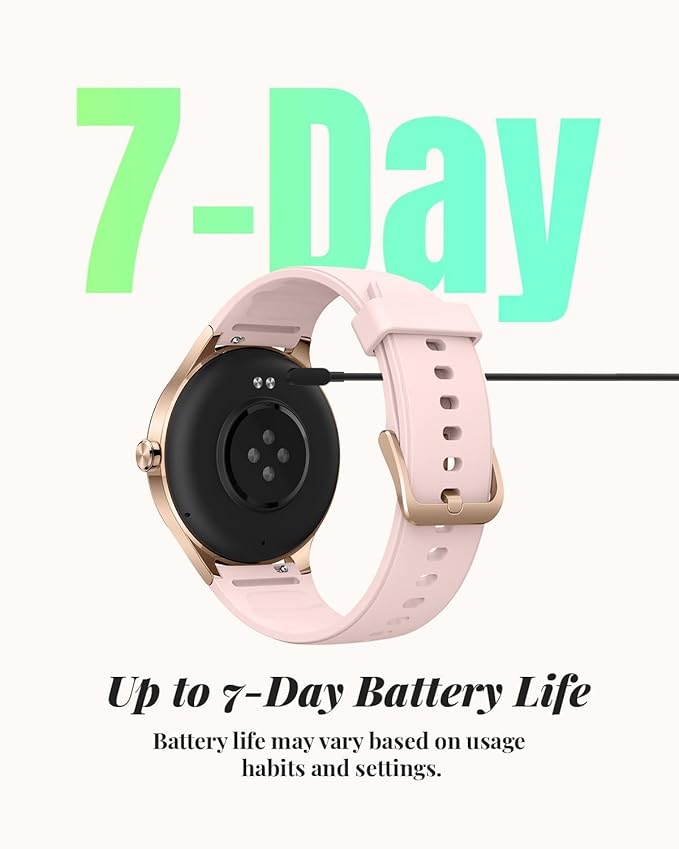 Smart Watch for Women, Smartwatch Compatible Android and iOS Phone, Answer/Make Calls, Fitness Tracker/Step Counter/Running Watch, Sleep/Heart Rate Monitor, 100 Sports, IP68 Waterproof, Pink