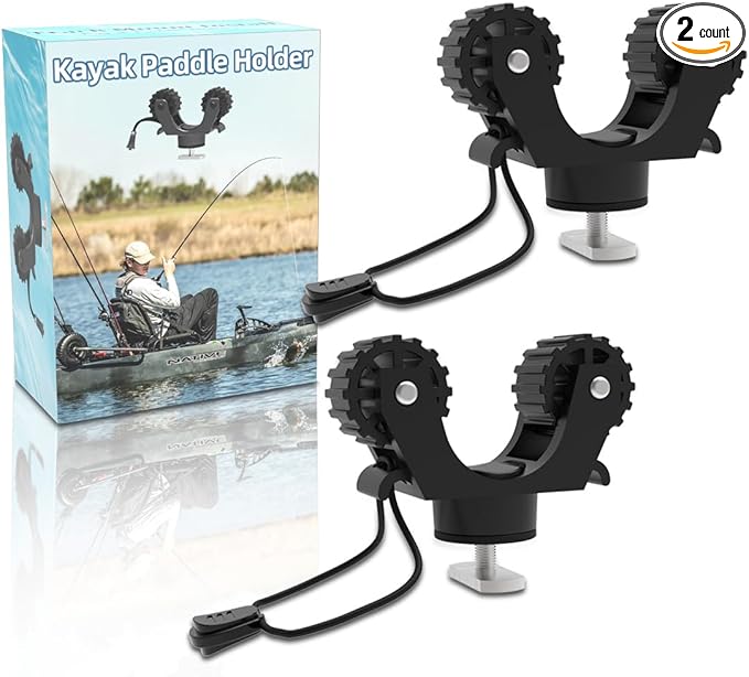Kayak Paddle & Fishing Net Holder - Track Mount Accessories for Canoe, Paddle Board
