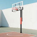 IGL In Ground Basketball Hoops, 54 Inch Tempered Glass Backboard Basketball Hoop Outdoor, 7.5-10 FT Height Adjustable Basketball Hoops & Goals System, Reinforced and Thickened Square Tube Iron Steel