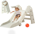 Toddler Slide, Indoor Slide for Toddlers Age 3+, Climber Freestanding Playset with Basketball Hoop, Easy to Store and Set Up, Gray