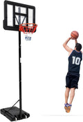 Basketball Hoop Outdoor 10FT Height Adjustable, Portable Basketball Goals & Hoops with PC Backboard and Large Water/Sand Base, Indoor Outdoor Basketball Hoop for Kids Youth Adults Backyard Driveway