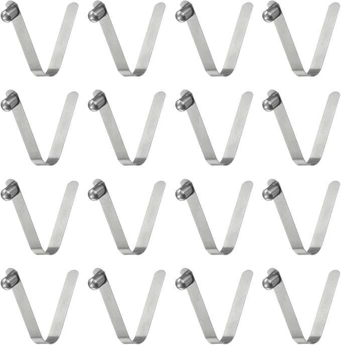 HARFINGTON 16pcs Single Button Kayak Paddle Snap Spring Clip 7x9x50mm 65Mn Spring Steel V-Shaped Solid Lift Telescopic Locking Tube Pole Clips for Tent Umbrella Camping
