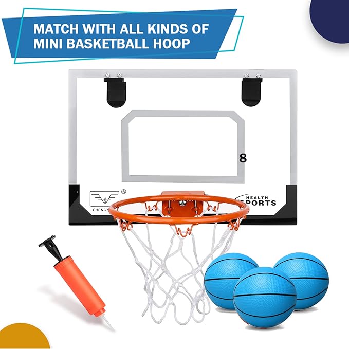 Dilabnba 8" Mini Rubber Replacement Basketballs for Basketball Hoop/Pool, Toddler Soft Beach Bouncy Ball Sports Party Game for Kids Adults, Junior Balls Indoor & Outdoor Arcades & Games (4PCS)