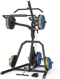 DONOW Leverage Gym Power Rack Squat Rack Lever Gym with LAT Low Row System Home Gym System Workout Station 2:1 Ratio (Without Weight Plates)