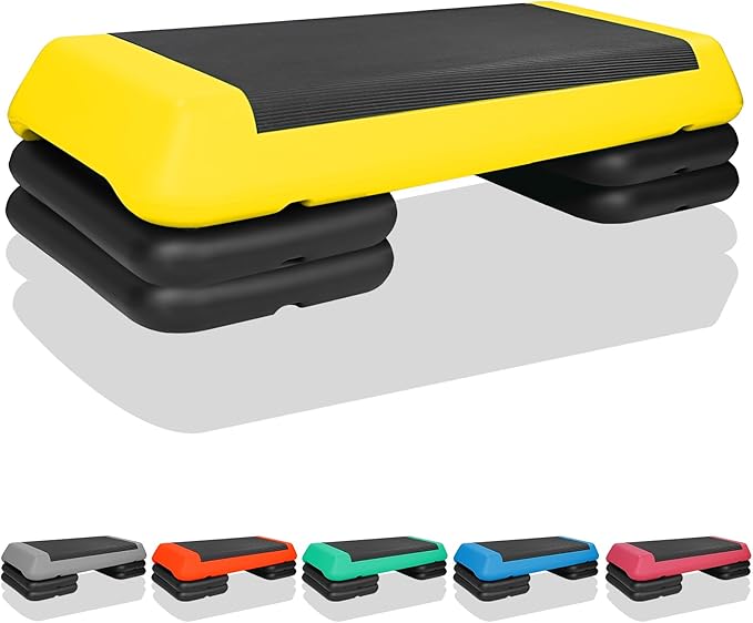 Exercise Workout Aerobic Step Platform Trainer, 28.5" Aerobic Stepper with 4"-6"-8" Adjustable Height Risers